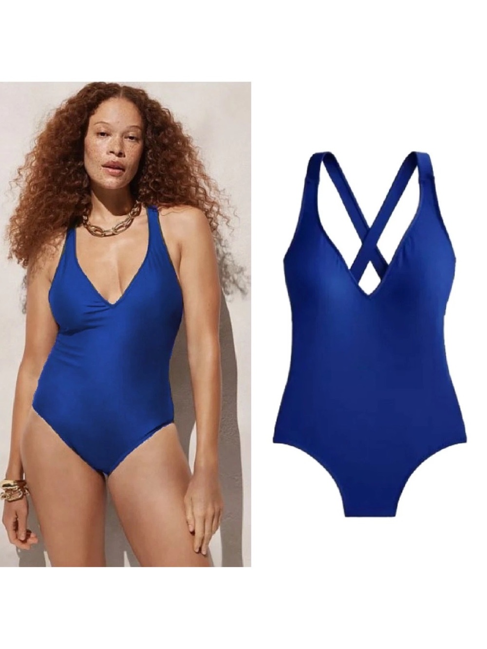 NWT J.Crew Plunge One-Piece Swimsuit Blue Size 14 Vacation Resort